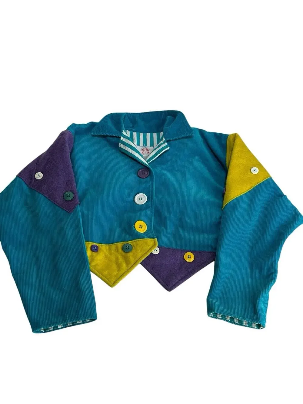 Vintage Raggamuffins Originals Kids ColorBlock V-neck Collared Jacket Size 6